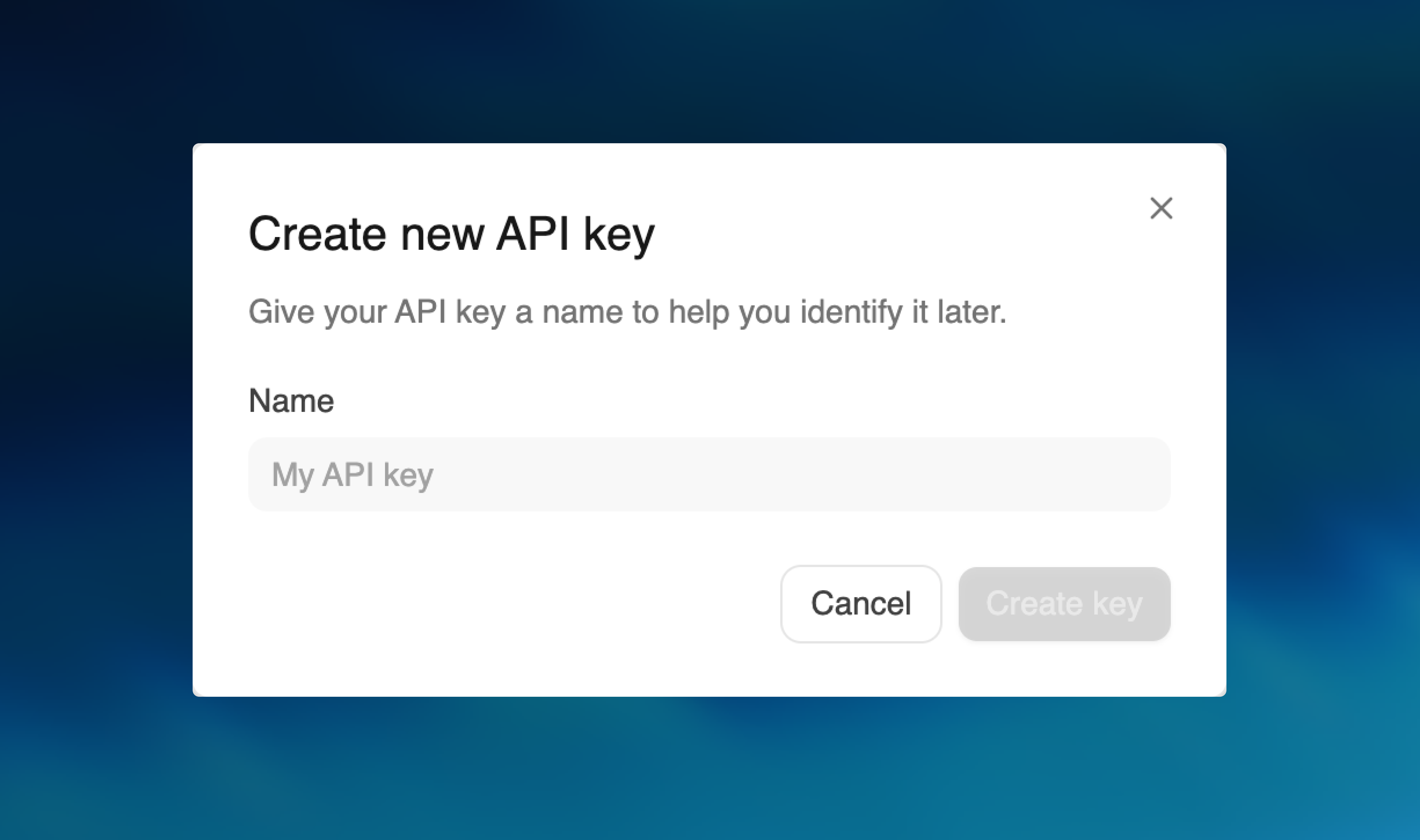 Create new API key